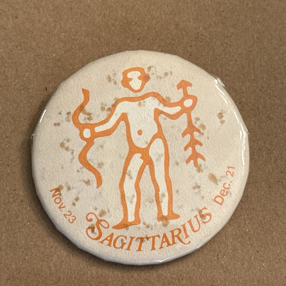 Sagittarius Zodiac Sign Nov/Dec Vintage Pinback Button Pin Round Circle